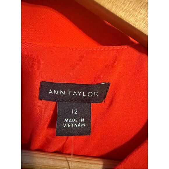 Ann Taylor Size 12 Ruffle Shoulder Sheath Dress Bright Red Career Cocktail NWT - Picture 7 of 9